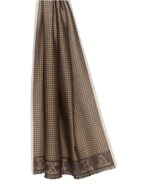 stola donna pied de poule seta logo seta/lana cammello MAX MARA | 14541031205004